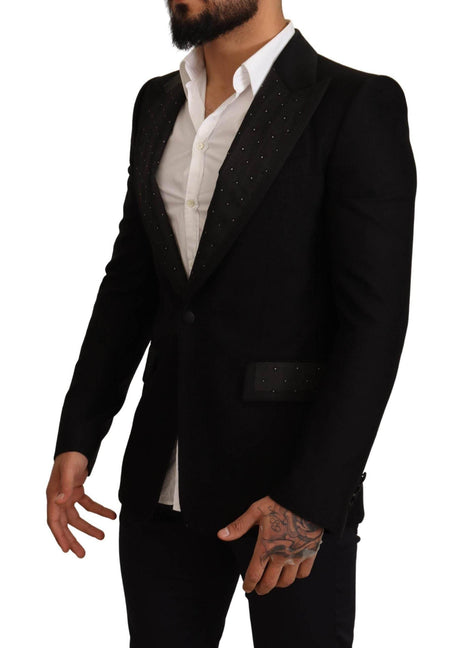 Dolce & Gabbana Black Wool Slim Fit Coat Blazer Jacket - Hilstor