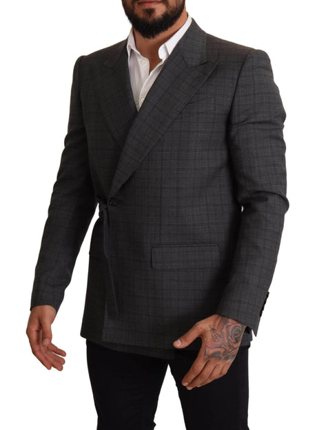 Dolce & Gabbana Gray Check Wool Slim Fit Blazer Jacket - Hilstor