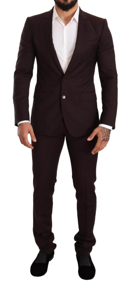 Dolce & Gabbana Bordeaux Wool MARTINI Slim Fit Suit - Hilstor