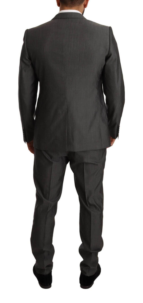 Dolce & Gabbana Gray Metallic MARTINI Slim Fit Set Suit - Hilstor