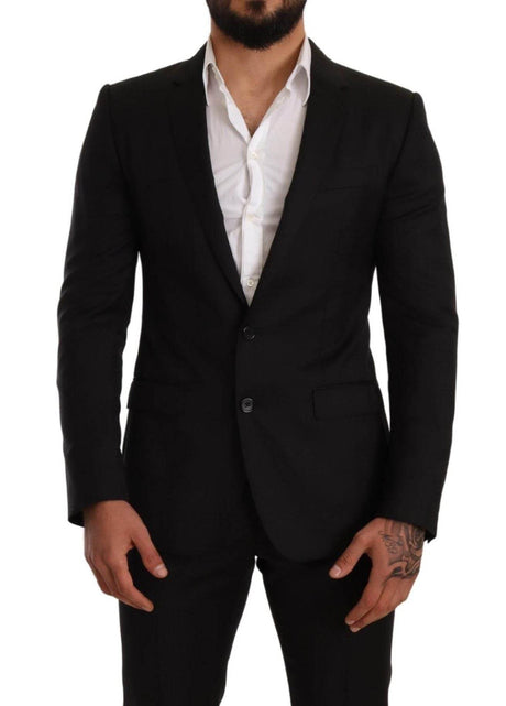 Dolce & Gabbana Black Check MARTINI SLIM FIT 2 Piece Suit - Hilstor
