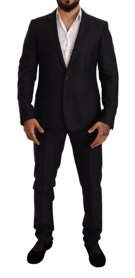 Dolce & Gabbana Blue Pattern MARTINI SLIM FIT 2 Piece Suit - Hilstor