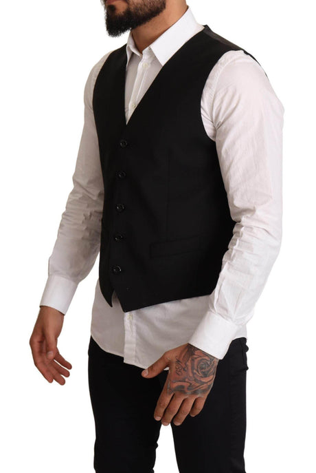 Dolce & Gabbana Black Wool Formal Waistcoat Dress - Hilstor