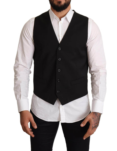 Dolce & Gabbana Black Wool Formal Waistcoat Dress - Hilstor