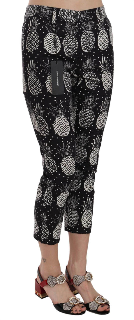 Dolce & Gabbana Black Pineapple Print Skinny Capri Pants - Hilstor
