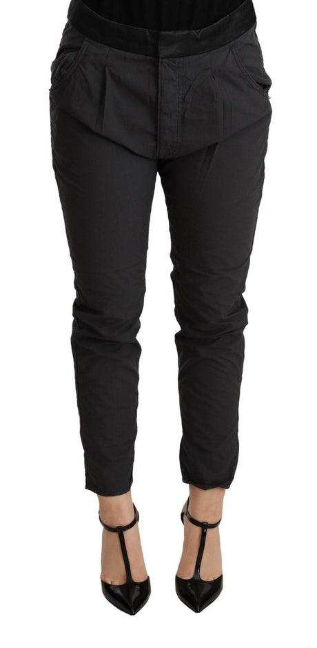 CYCLE Gray Mid Waist Slim Fit Skinny Cotton Trouser - Hilstor