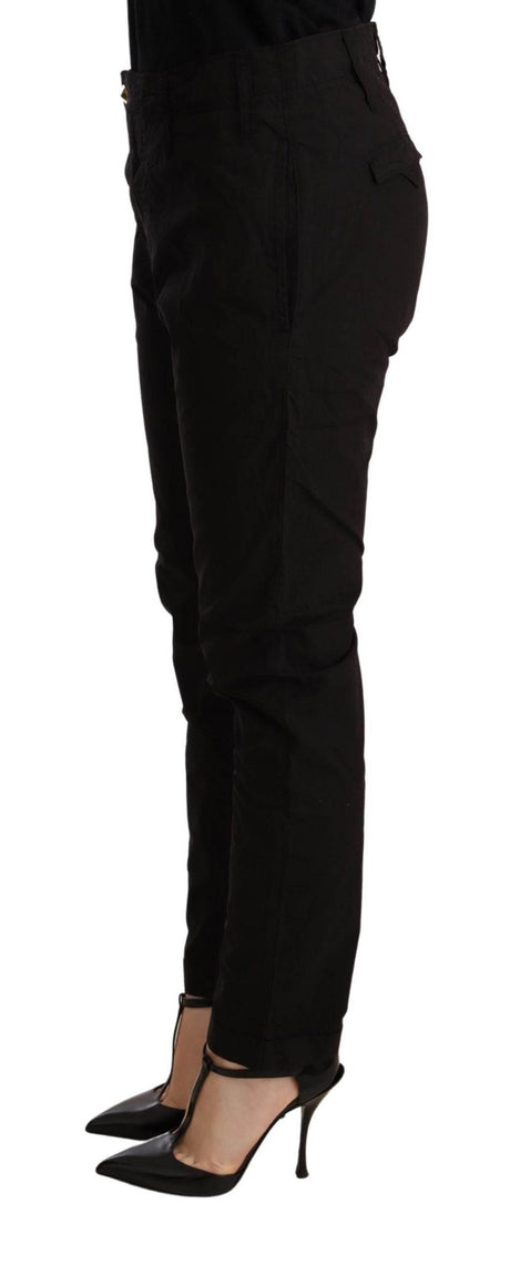 CYCLE Black Mid Waist BAGGY Fit Skinny Trouser - Hilstor