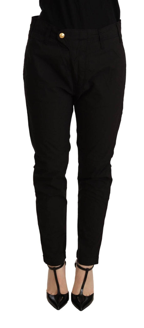 CYCLE Black Mid Waist BAGGY Fit Skinny Trouser - Hilstor