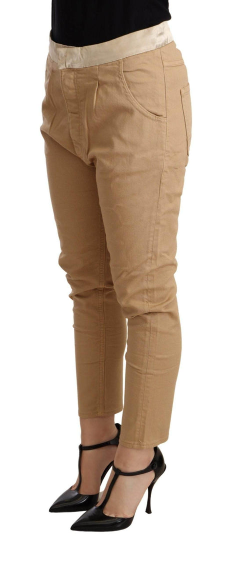 CYCLE Beige Mid Waist Slim Fit Skinny Stretch Trouser - Hilstor
