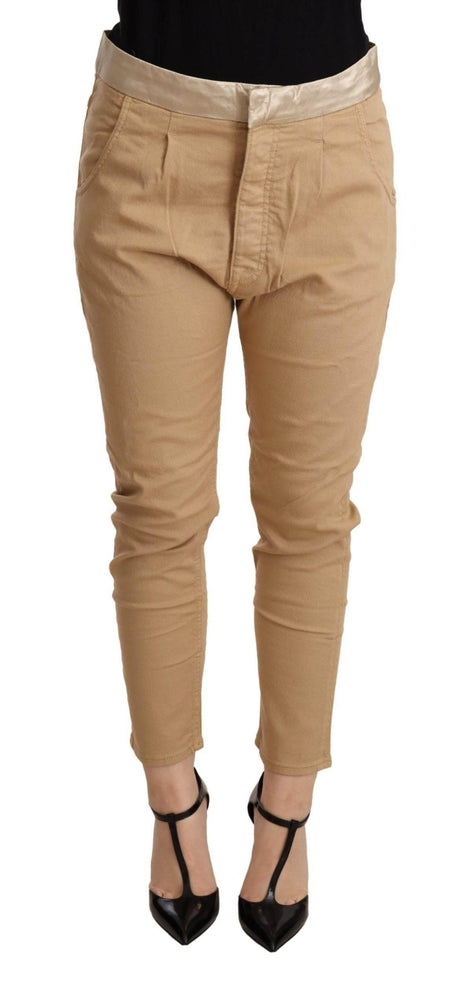 CYCLE Beige Mid Waist Slim Fit Skinny Stretch Trouser - Hilstor