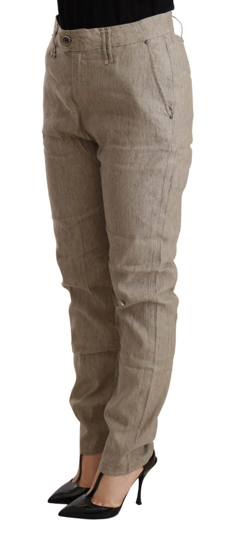 CYCLE Beige Mid Waist Casual Baggy Stretch Trouser - Hilstor