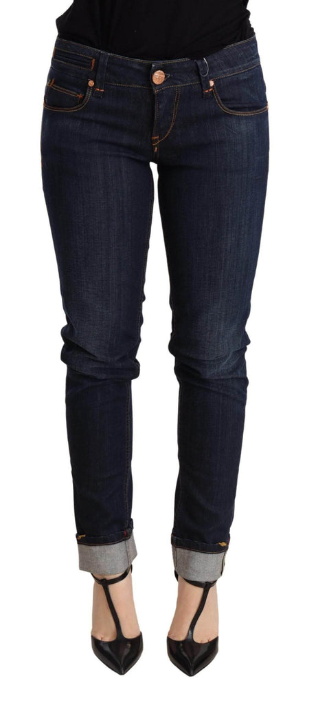 Acht Blue Washed Low Waist Skinny Denim Trouser - Hilstor