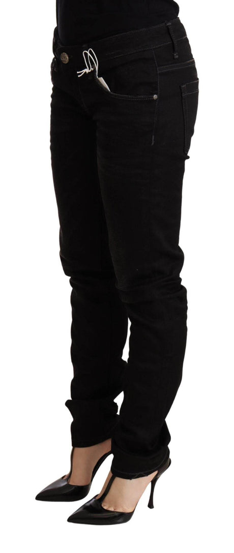 Acht Black Low Waist Skinny Denim Cotton Trouser - Hilstor