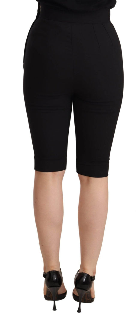 Dolce & Gabbana Black Wool Stretch Slim Fit High Waist Shorts - Hilstor