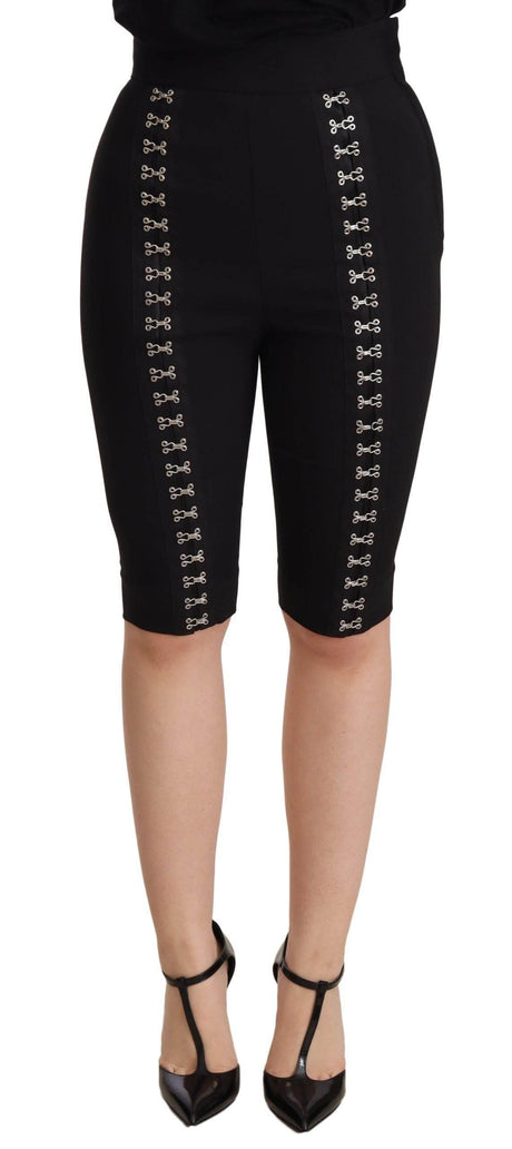 Dolce & Gabbana Black Wool Stretch Slim Fit High Waist Shorts - Hilstor