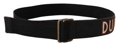 Costume National Black Cotton Ducati Metal Buckle Belt - Hilstor