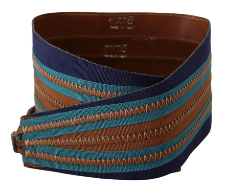 Exte Brown Leather Wide Waistband Tie Fastening Belt - Hilstor