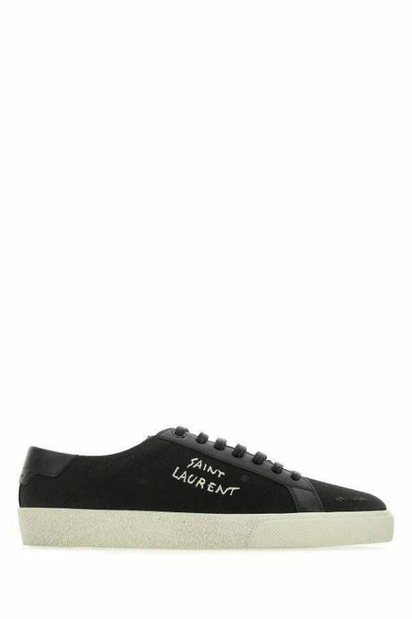Saint Laurent Sleek Black Canvas & Leather Low-Top Sneakers - Hilstor