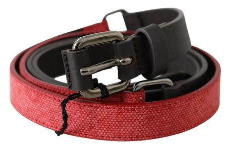 Costume National Red Brown Leather Silver Logo Buckle Waist Belt - Hilstor