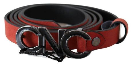 Costume National Red Black Leather Black Logo Buckle Blood Belt - Hilstor