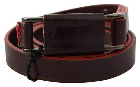Costume National Brown Leather Double Rustic Silver Buckle Belt - Hilstor