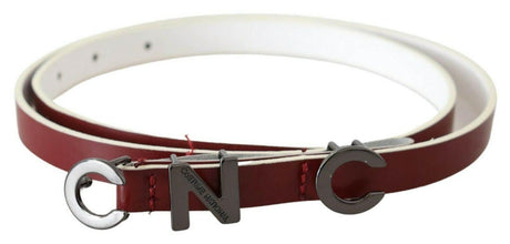 Costume National Maroon Leather Logo Skinny Fashion - Hilstor