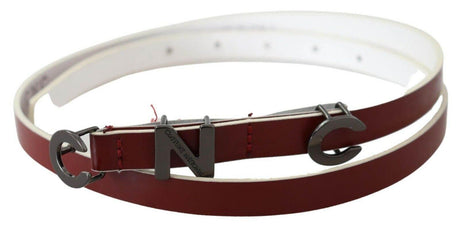 Costume National Maroon Leather Logo Skinny Fashion - Hilstor