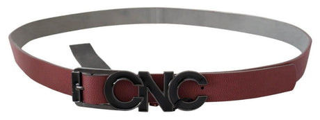 Costume National Maroon Skinny Leather Logo Fashion Belt - Hilstor