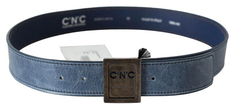 Costume National Blue Normal Leather Logo Buckle Belt - Hilstor
