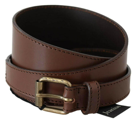 PLEIN SUD Brown Genuine Leather Rustic Metal Buckle Belt - Hilstor