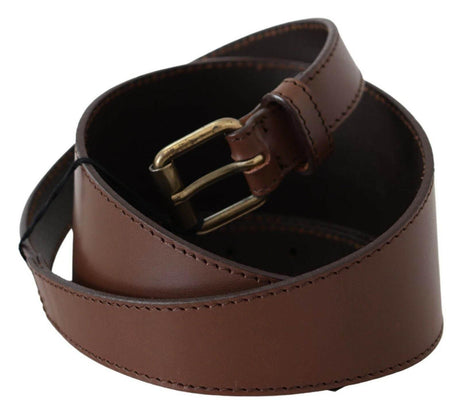 PLEIN SUD Brown Genuine Leather Rustic Metal Buckle Belt - Hilstor