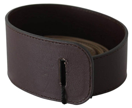 GF Ferre Brown Genuine Leather Logo Wide Waist Belt - Hilstor