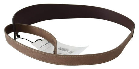 GF Ferre Brown Genuine Leather Logo Wide Waist Belt - Hilstor