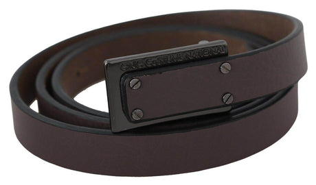 Costume National Brown Leather Tactical Logo Screw Buckle Belt - Hilstor