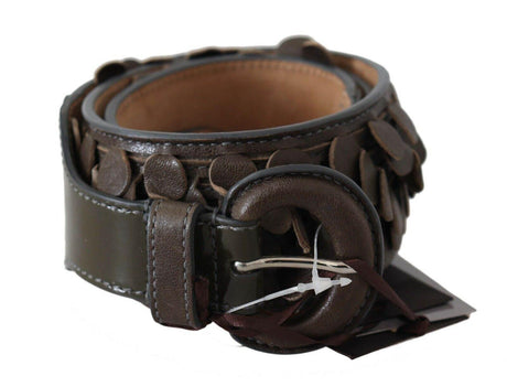 Ermanno Scervino Dark Brown Leather Round Buckle Waist Belt - Hilstor