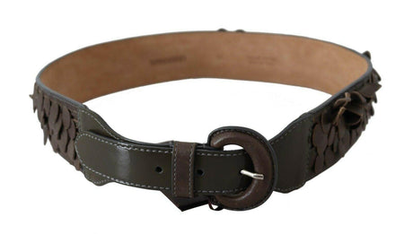 Ermanno Scervino Dark Brown Leather Round Buckle Waist Belt - Hilstor