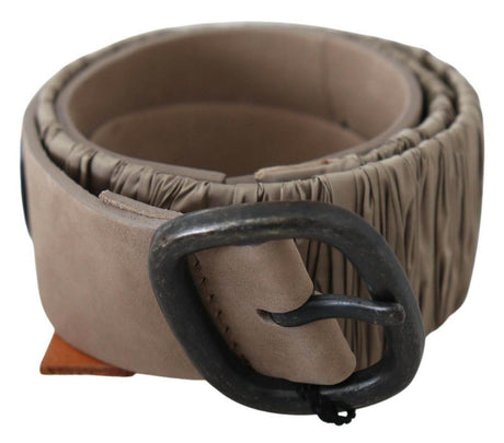 GF Ferre Brown Solid Leather Waist Metal Buckle Belt - Hilstor