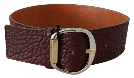 GF Ferre Bordeaux Wide Leather Waist Gold Silver Belt - Hilstor