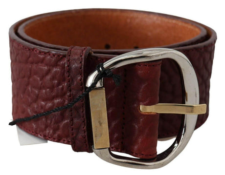 GF Ferre Bordeaux Wide Leather Waist Gold Silver Belt - Hilstor
