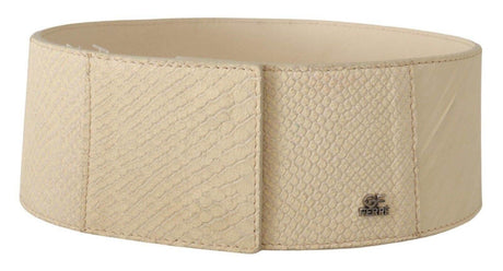 GF Ferre White Waxed Cotton Wide Fashion Belt - Hilstor