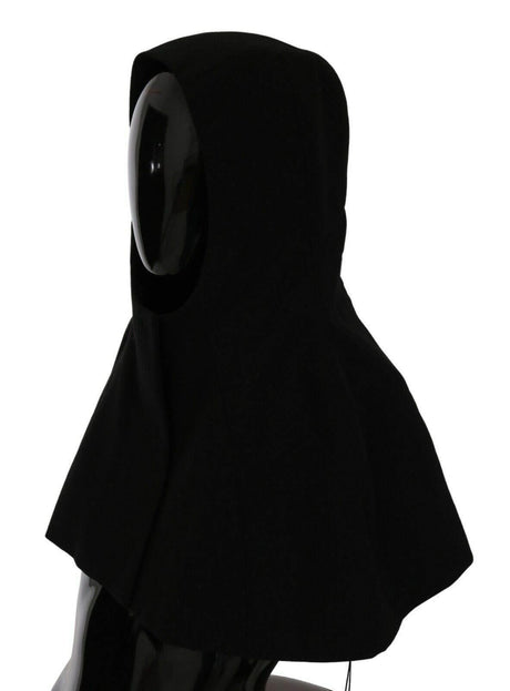 Dolce & Gabbana Black Wool Whole Head Hooded Scarf Hat - Hilstor