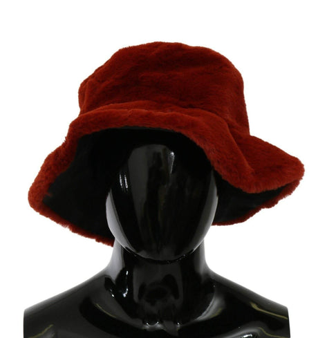 Dolce & Gabbana Red Bordeaux Fur Wide Brim Bucket Hat - Hilstor