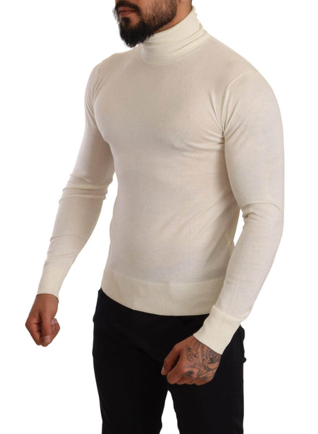 Dolce & Gabbana Cream Cashmere Turtleneck Pullover Sweater - Hilstor