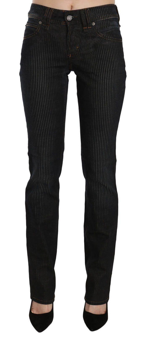 John Galliano Black Mid Waist Slim Fit Corduroy Denim Casual Pants - Hilstor