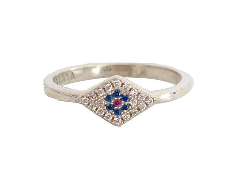 Nialaya Blue Red CZ 925 Silver Womens Clear Ring - Hilstor