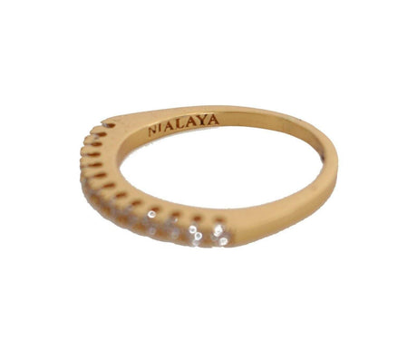 Nialaya Gold Authentic Womens Clear CZ Gold 925 Silver Ring - Hilstor