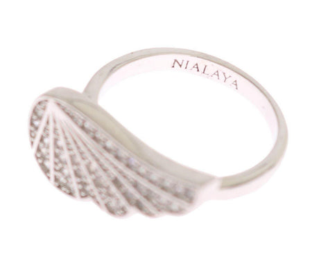 Nialaya Silver Womens Wing Clear CZ 925 Silver Ring - Hilstor