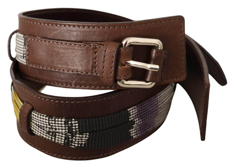 Costume National Brown Leather Silver Buckle Belt - Hilstor