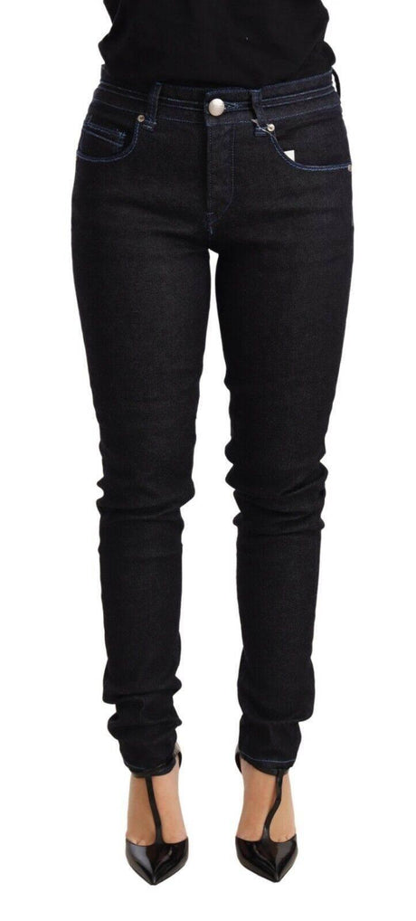 Acht Blue Cotton Low Waist Slim Fit Denim Women Trouser Jeans - Hilstor