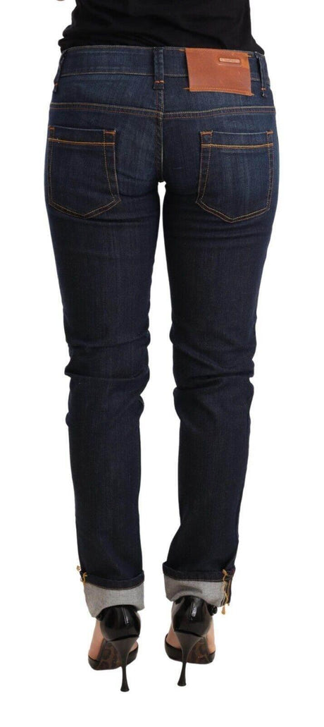 Acht Blue Washed Cotton Low Waist Skinny Denim Women Trouser Jeans - Hilstor